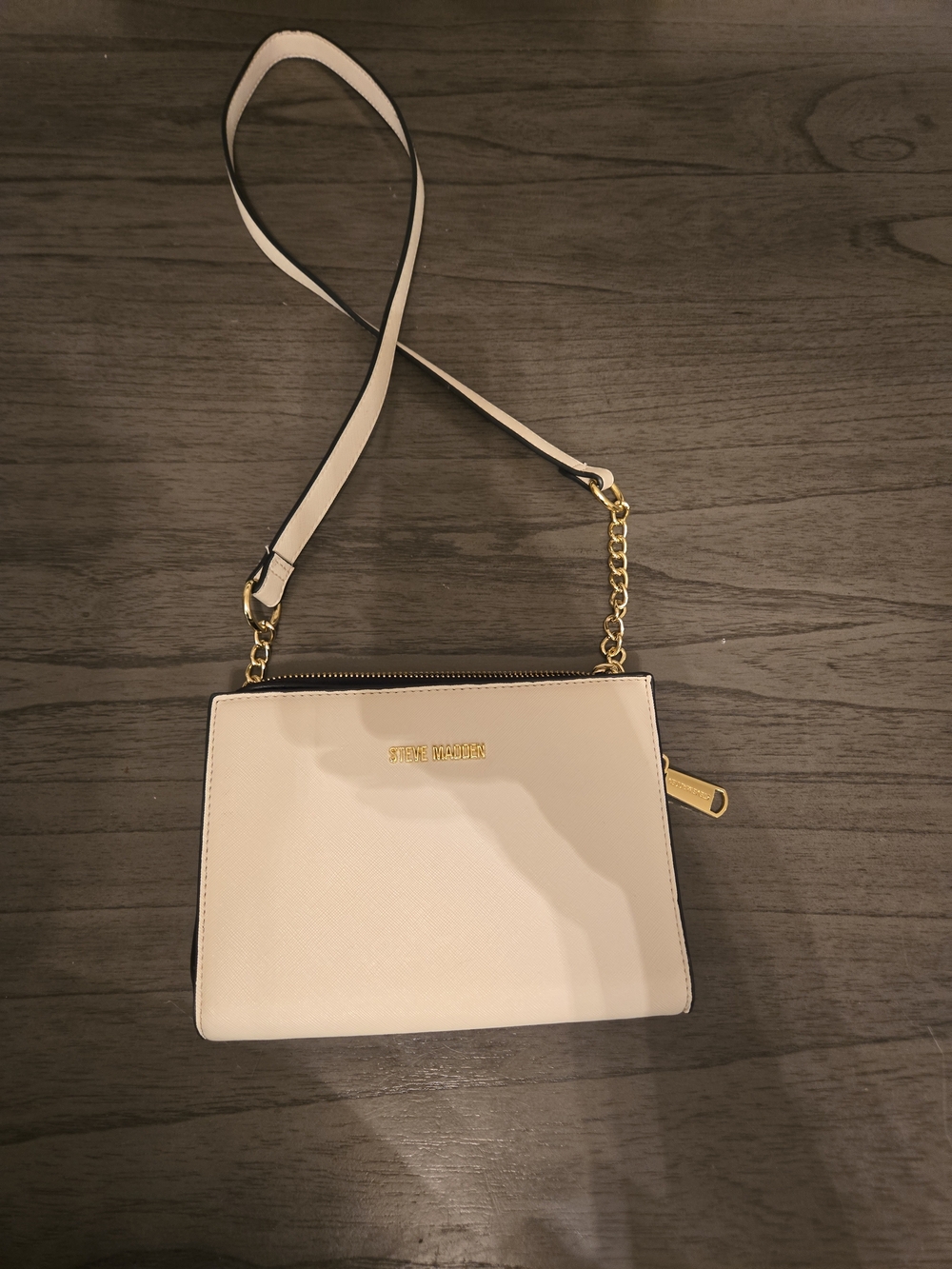 Steve Madden Cream Crossbody Bag with Gold Hardware